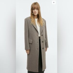 NWOT Mango Wool Einstein Oversized long mink coat size medium